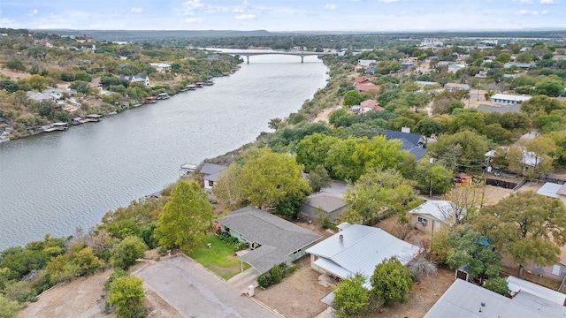 bird's eye view featuring a water view