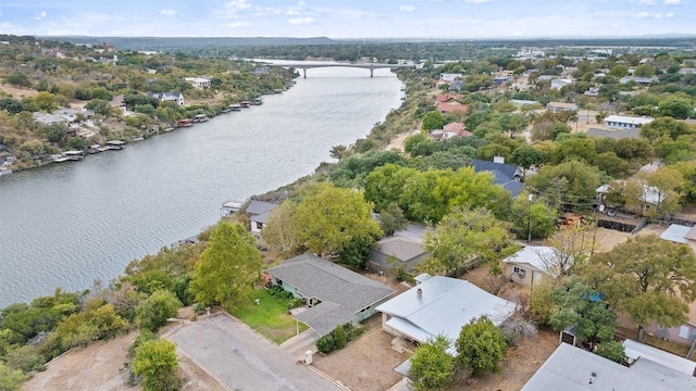 502 E Ave, Marble Falls, TX 78654 - aerial view of residential area with a nearby body of water and a notable bridge