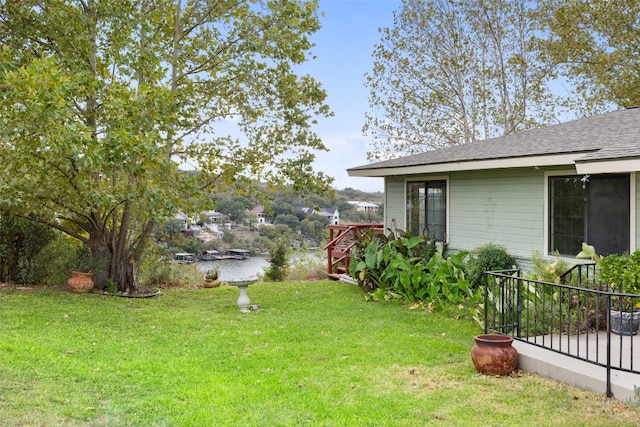 view of yard with a deck