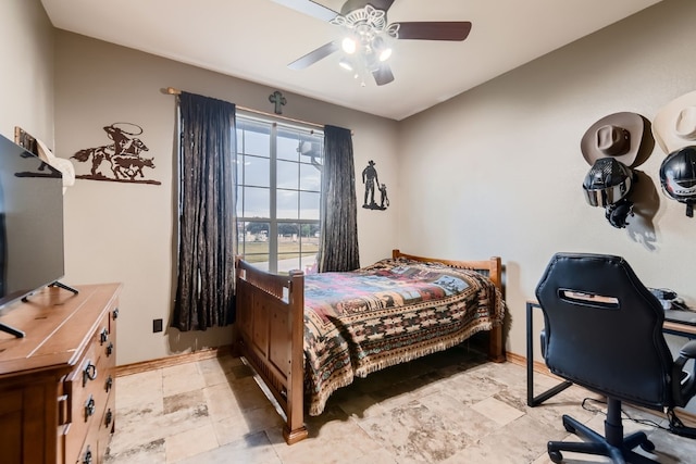 bedroom featuring ceiling fan