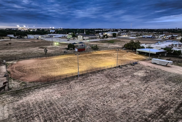 view of aerial view at dusk