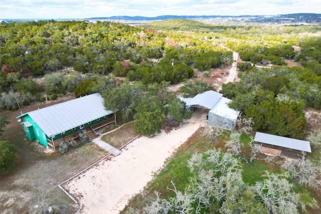 1401 Pursley Rd, Dripping Springs, TX 78620 - drone / aerial view with a wooded view