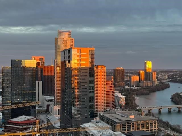 view of city with a water view