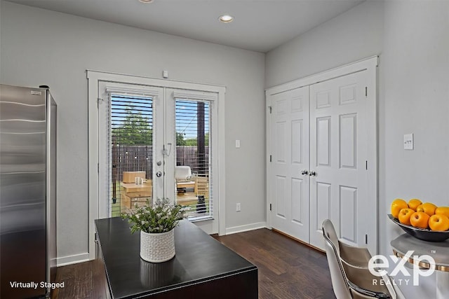 16304 Travesia Way, Austin, TX 78728 - office space featuring french doors, dark wood-style floors, and recessed lighting