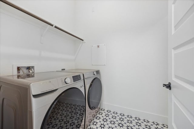 laundry room featuring washing machine and clothes dryer