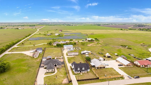 birds eye view of property with a rural view