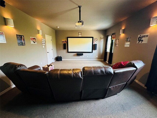 view of carpeted cinema room