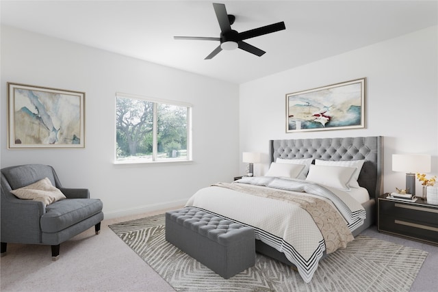 bedroom with carpet flooring and ceiling fan