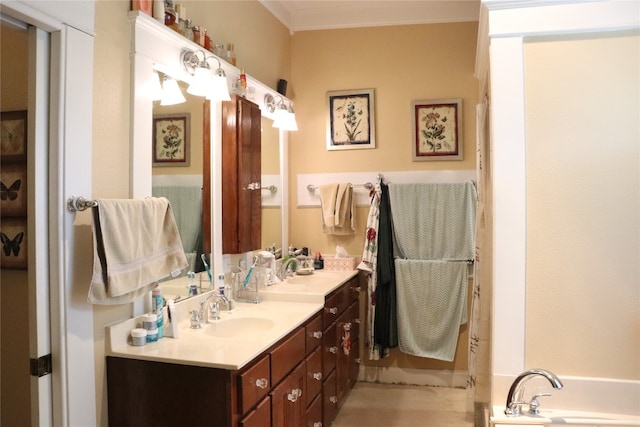 bathroom featuring vanity and a bathing tub