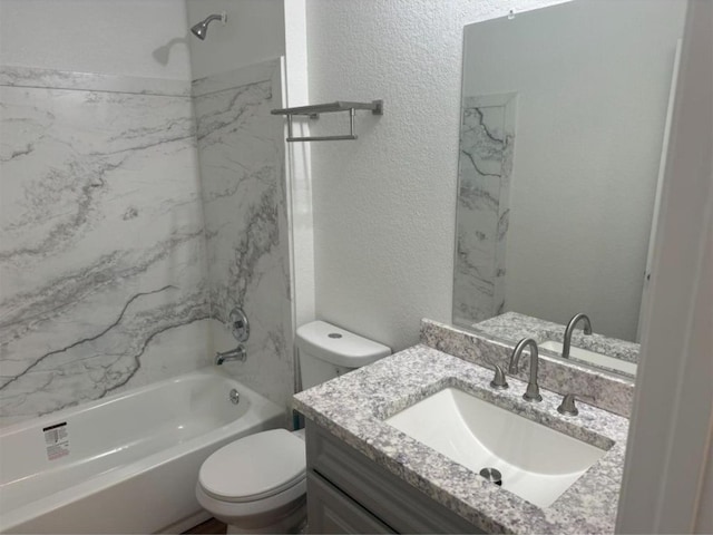 full bathroom with vanity, toilet, and shower / washtub combination