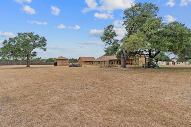 view of yard with a playground