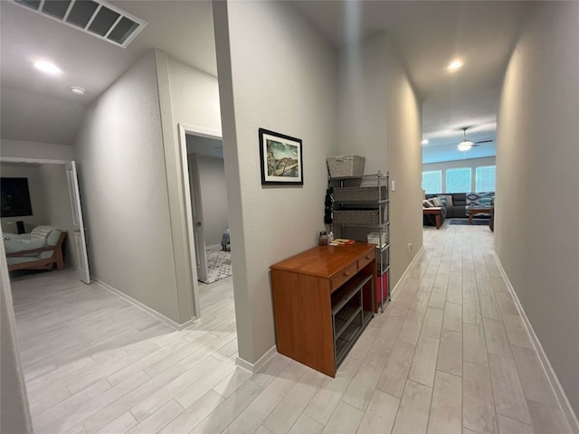 hall featuring light wood-type flooring