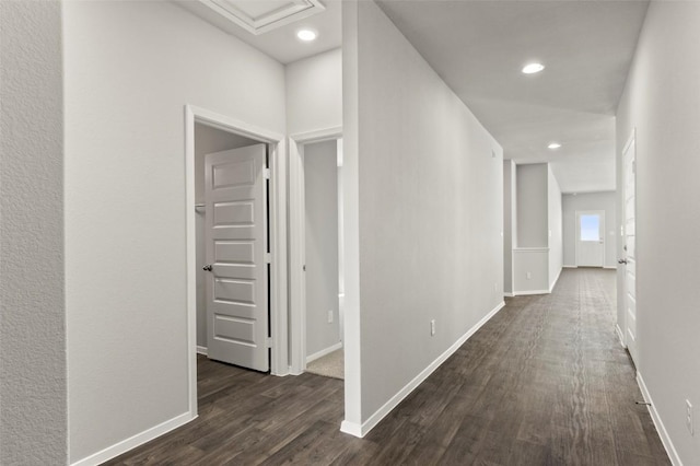 204 Lavender Ln, Elgin, TX 78621 - corridor featuring dark wood-style flooring and recessed lighting