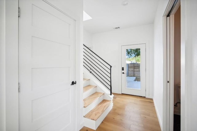 entrance foyer featuring light wood-type flooring