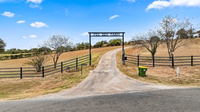 view of community with a rural view