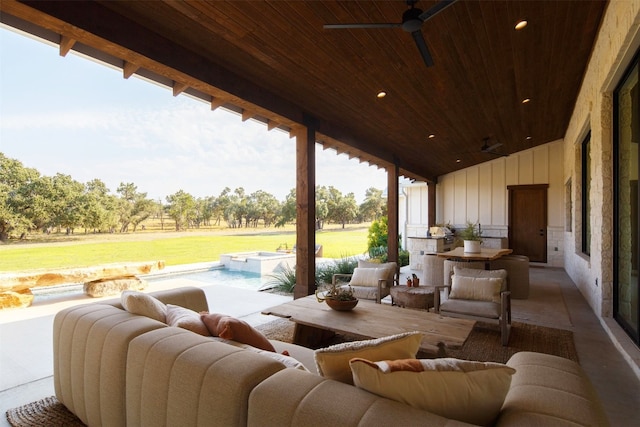 view of patio / terrace featuring outdoor lounge area and ceiling fan