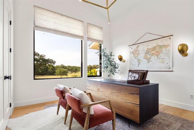 office area featuring hardwood / wood-style flooring