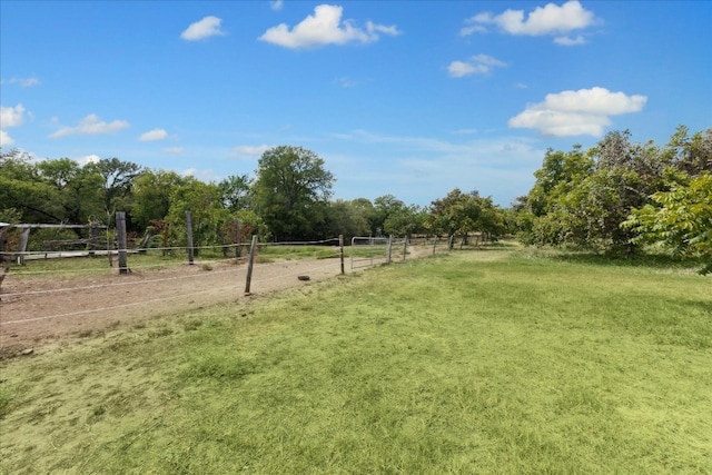 view of property's community featuring a lawn and a rural view