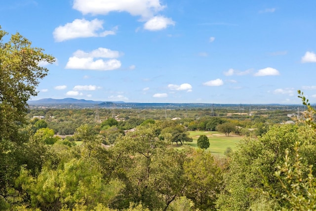 birds eye view of property with a mountain view