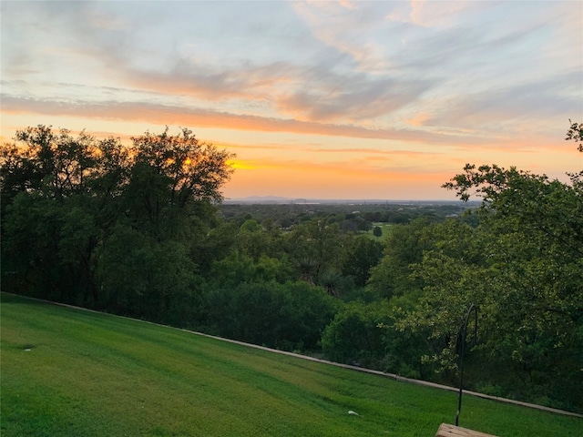 view of yard at dusk