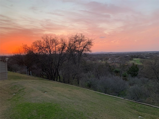 view of yard at dusk