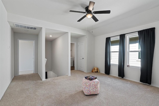 11104 Roving Pass, Elgin, TX 78621 - carpeted bedroom with ceiling fan, baseboards, and visible vents