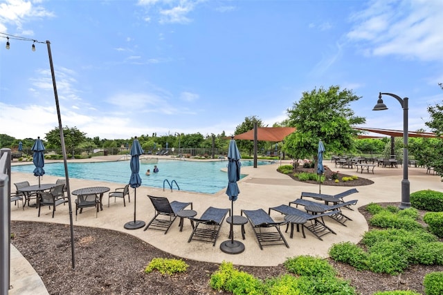 view of swimming pool with a patio area