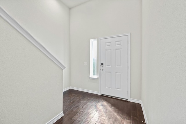 foyer with dark hardwood / wood-style floors