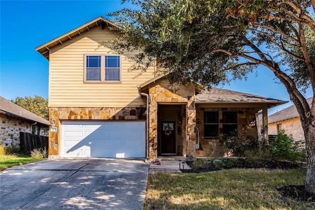 view of front of property featuring a garage