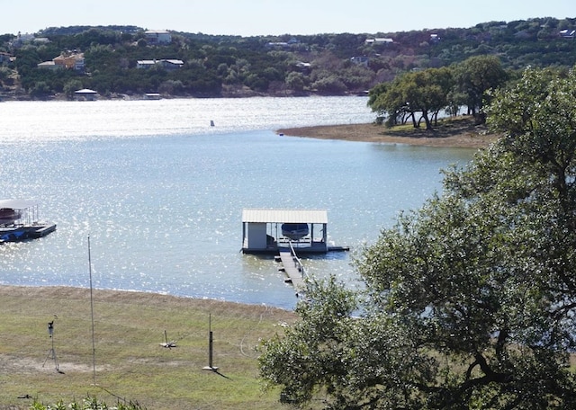 view of dock featuring a water view