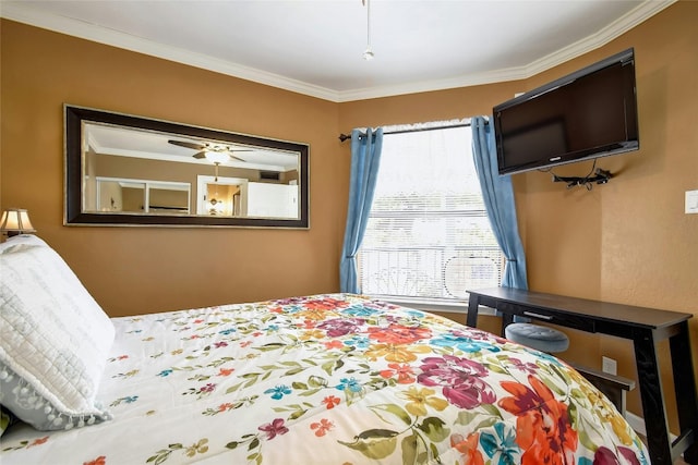 bedroom featuring crown molding