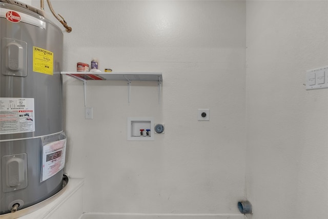 laundry area featuring hookup for a washing machine, hookup for an electric dryer, and water heater