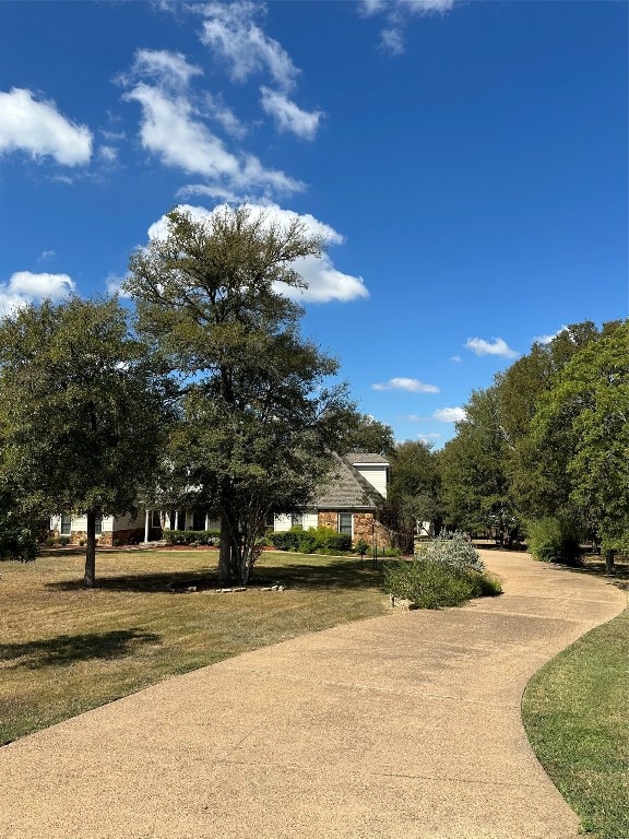 view of property's community with a lawn