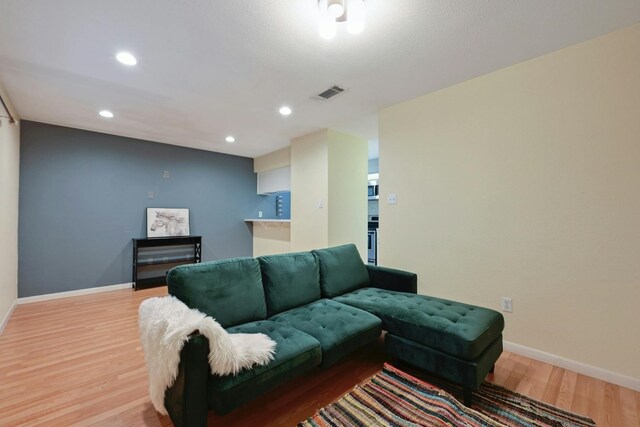 living room featuring light hardwood / wood-style floors