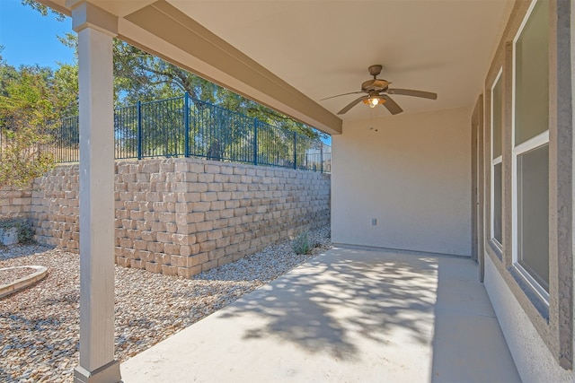 view of patio / terrace with ceiling fan