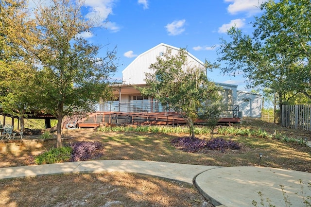 view of front of house with a deck