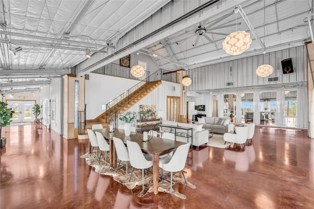 community lobby with visible vents and stairway