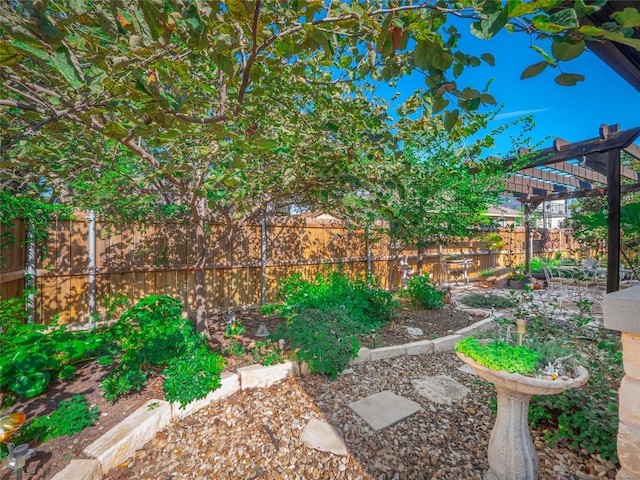 view of yard with a pergola