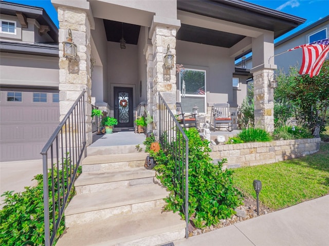 property entrance featuring a garage