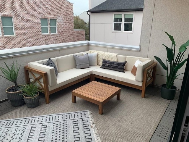 exterior space featuring an outdoor living space