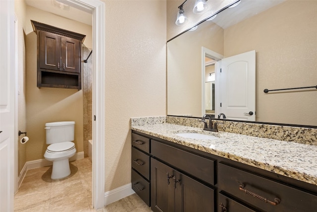 full bathroom with vanity, toilet, and shower / bath combination