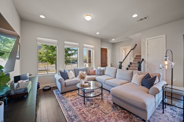 living room with wood-type flooring