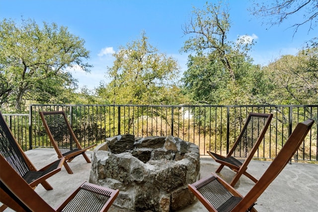 balcony with a patio area