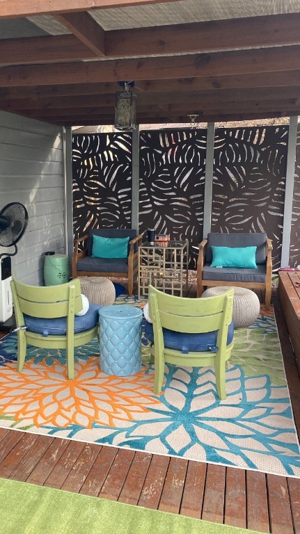 view of patio with a wooden deck