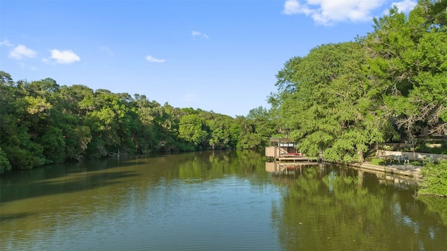 property view of water featuring a boat dock