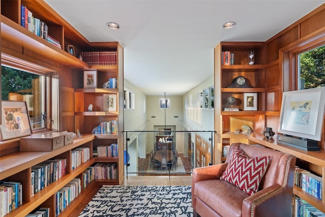 living area featuring hardwood / wood-style floors