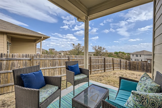 exterior space featuring an outdoor hangout area