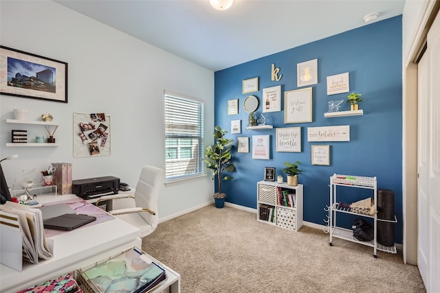 view of carpeted office space