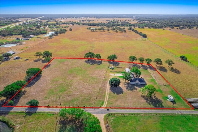 406 Blume Ln, Ledbetter, TX 78946 - aerial view of sparsely populated area with property parcel outlined