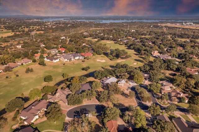 view of aerial view at dusk